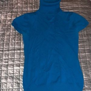 Aqua blue short sleeve turtleneck